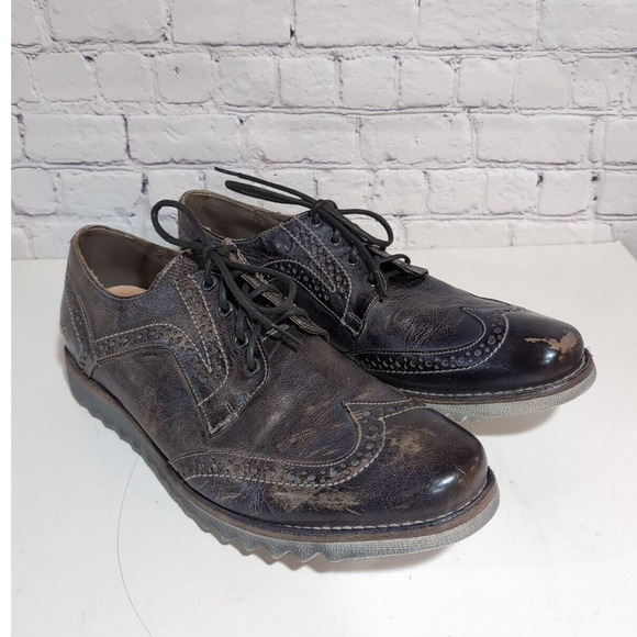 Bed Stu Larino Wing II Taupe Dip Dye Distressed Men's Size 12 Wing Tip Oxford